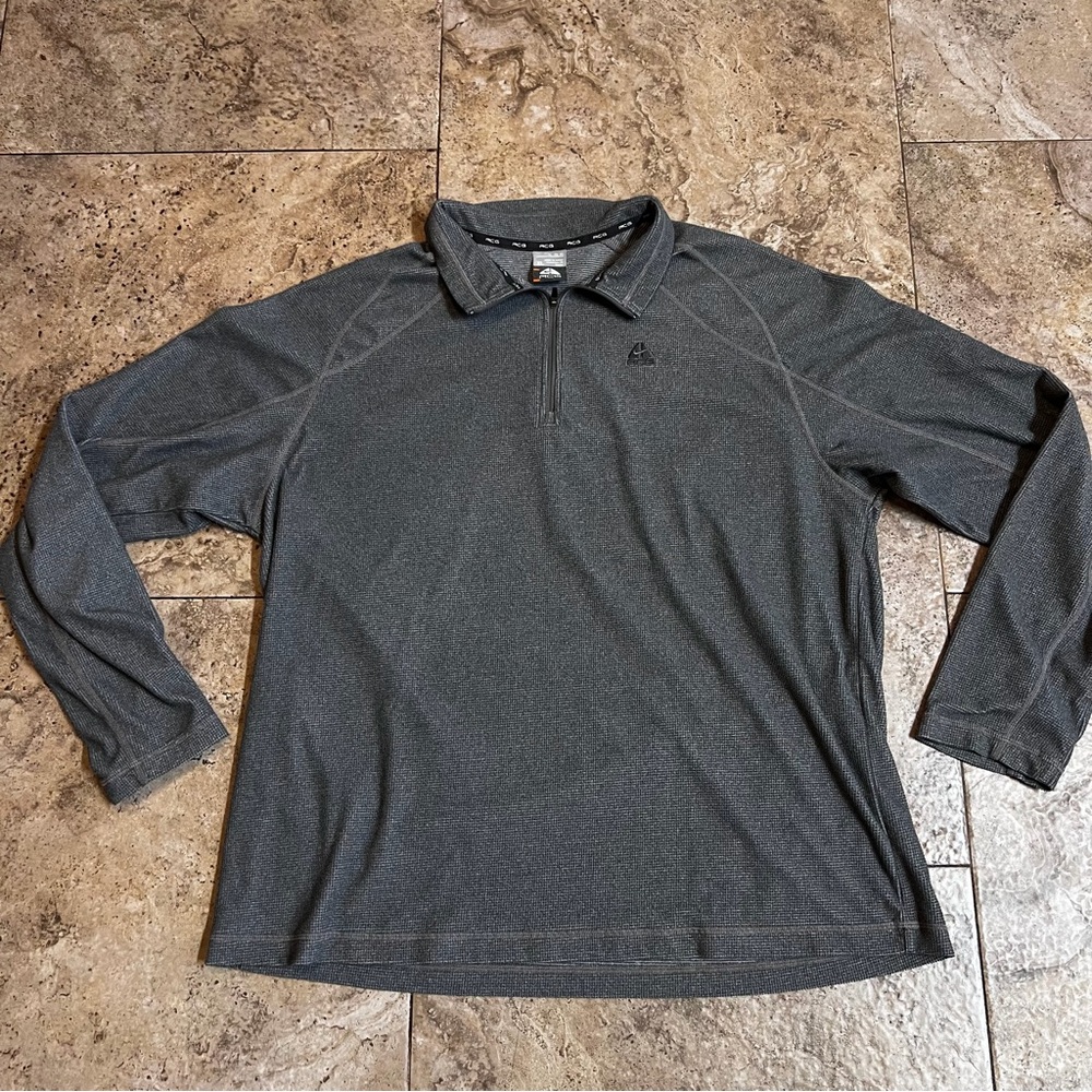 Nike ACG 1/4 Zip Pullover Mens XL  Gray Outdoor Hiking Waffle Knit Logo